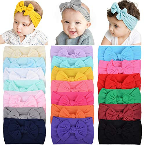 YHXX YLEN Baby Stirnband Mädchen 20 Stücke Stirnbänder Knoten Stirnband Elastisch Schleifen Turban Haarband Knit Head Wraps