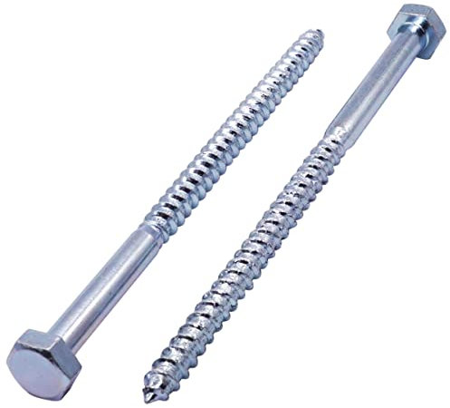 SKIR'CO (8 piezas) Tornillos de madera DIN 571 de acero galvanizado con cabeza hexagonal M10 x 200 mm, tornillos de coach, tornillos hexagonales, tornillos de retardo