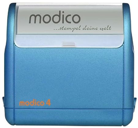 Modico Timbro Personalizzato Preinchiostrante - Impronta 60x20 mm, Inchiostro Vari Colori, Max 5 Righe (Montatura Azzurra)