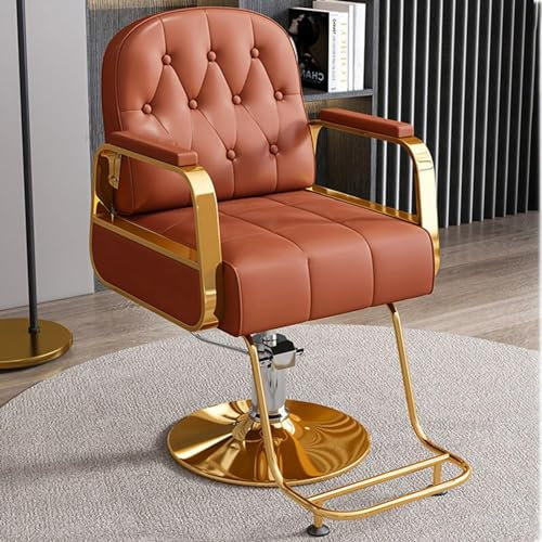 IBOWZ Barber Chair, Salon Chair for Hair Stylist Adjustable Barber Chair,360 °Swivel Professional Salon Chair with Footrest, Beauty Hydraulic Shaving Styling Hairdresser's Chair for Beauty Spa,Brown