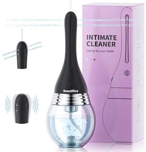 Automatic Electric Enema Bulb with 3 Speeds and 5 Spouts, 330ml Silicone an*l Douche for Men Women Colon Cleansing, Reusable Vagin*l Douche Cleaner Kit, Anti Backflow an*l Cleaner