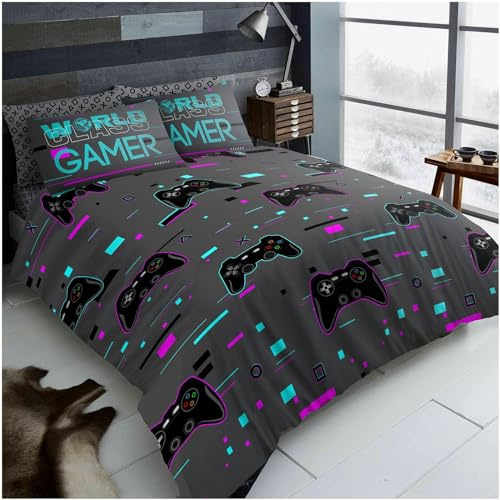 GC GAVENO CAVAILIA Juego de Funda nórdica con Funda de Almohada para Cama Individual, Color carbón, 135 x 200 cm
