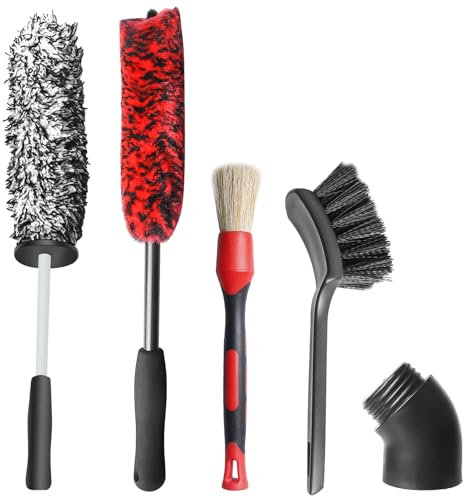 Car Wheel Brush Set, 4 Pack Wheel Cleaner Brushes, Scratch-Resistant Microfiber Deep Tire Cleaning Brushes, Detailing Cleaning Brush Kit for Car Vehicle Motorcycle Rim Tyre Fenders Engine Exhaust
