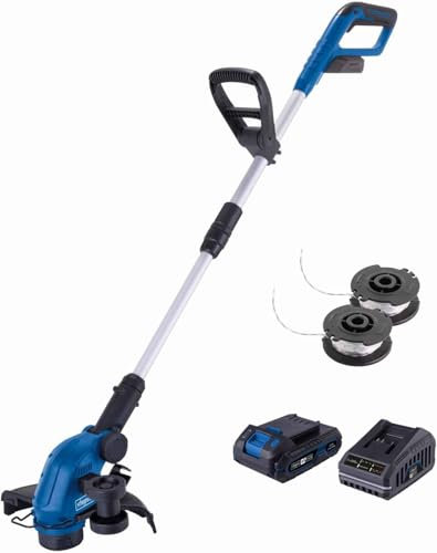 ONEVAN motoazada bateria y cortadora de césped 2 en 1, sin escobillas motocultor electrico con 2 baterías de 4.0 Ah, Mango telescópico, cultivador Moto azada inalámbrica, Incluye 2 Cuchillas de 20 cm