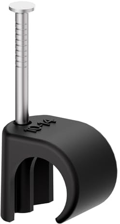 Temolink Kabelklämmor, 100 stycken nagelklämmor, 10–14 mm, 304 rostfritt stål, kabelhantering för telefon och ethernet-kabel, strömkabel, rör, svart