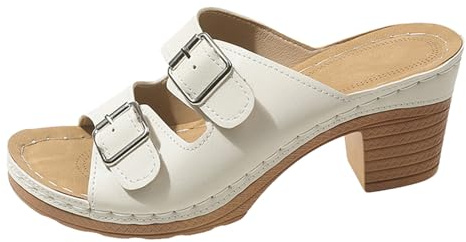 Générique Sandales Femme Talon Mules Orthopédiques Cuir Chaussures de Plage Chaussons Été Mule Confort Claquettes Compensé Chausson Sandale Carre