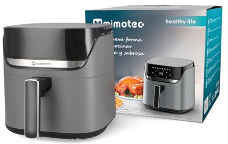 M mimotec – Air Fryer Biota Touch 5,7L Freidora de Aire sin Aceite, 1700W, 8 Menús Digitales, Pantalla Táctil, Temporizador 60min regulable, 80-200°C, Reducción de Grasa para Cocina Saludable