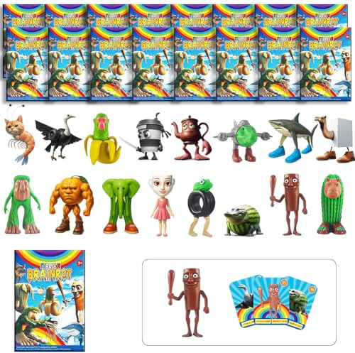 Italian Brainrot Toys - Caja para ciegas coleccionables con figuras de acción y tarjetas con diseño de Tung Tung Tung Sahur Tralalero Tralala and Brainrot Characters Blind Box Collectible Toy Art Toy