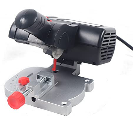 90w Mini Cut Off Machine Portable Mitre Saw Benchtop Micro Miter Cut Off Saw Kit Adjustable Max 45° Mini Cutter Tool Table Chop Bench Machine for Cutting Brass, Steel, Wood, Etc