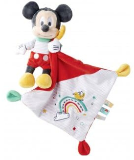 cavernedesjouets Peluche pour Mickey avec Mouchoir 21 x 21 cm - Doudou Souris Enfant - Set Cadeau Naissance + 1 Carte Tigre - bébé