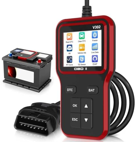 Professional OBD2 Scanner with Battery Test | Full System Diagnostic Tool for Engine Light & Emissions | Reads/Clears Fault Codes | Compatible with All OBD II Cars from 1996