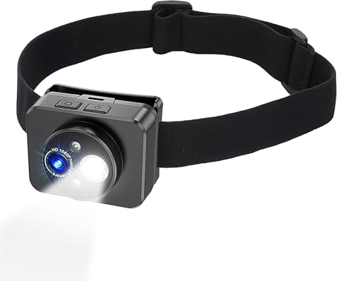 Action camera con lampada frontale: dispositivo video indossabile sulla testa, registrazione con rilevamento del movimento, elettronica resistente agli urti, accessorio per sport d'avventura, registra