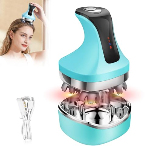 Masseur Cuir Chevelu Électrique, Brosse Massage Cuir Chevelu avec 4 Modes, Masseur Tête et Cheveux, Étanche IPX7, Rechargeable pour Relaxation et Soin des Cheveux