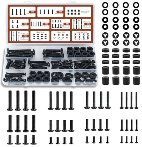 Universal TV Bracket Screws Set, TV Bracket Wall Mount Screw Kit 92 Pcs M4 M5 M6 M8 Screws Bolts, Spacers & Washers for Most Television Bolts Fixing Kits(with Box)