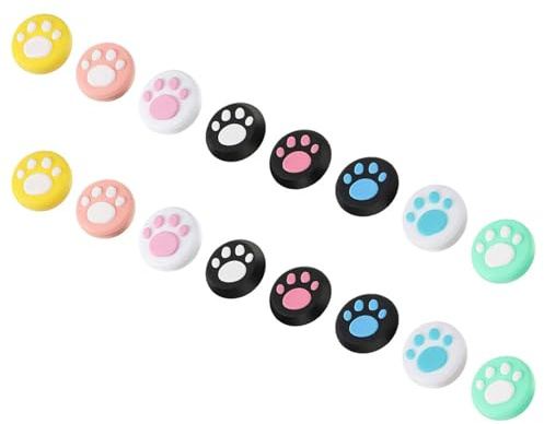 CLISPEED Copertura per Joystick a Zampa di Gatto 16 Pezzi in Silicone Antiscivolo, Cappucci per Impugnatura Joystick Compatibili con Console di Gioco, Protezione per Stile Stili multipli