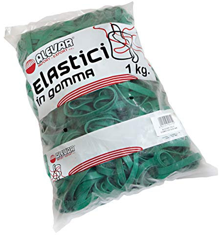 Alevar Elastici a Fettuccia in Gomma, Diametro 120 mm, Spessore 8x1,5 mm, Colore Verde, Confezione in Busta da 1 kg