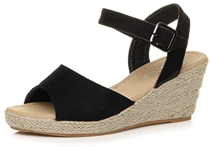 AJVANI wedge heel diamante strappy espadrille platform sandals size 5 38