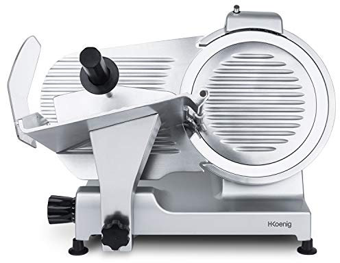 H.Koenig Affettatrice elettrica professionale MSX300, Lama made in Italy da 30cm, Affettatura di precisione, Spessore di taglio 0-15 mm, 282 giri/minuti, inox