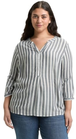 TOM TAILOR 1024917 Blouse Rayée Femme ,21395 - Offwhite Navy Vertical Stripe ,50 Grande taille