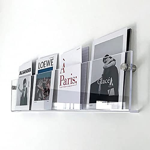 Acrylic Magazine Holder Wall Mounted, Clear Living Room Office Magazine Rack Stand with Fittings, Hanging Wall Brochure Display Stand (Size : 40cm(15 3/4))