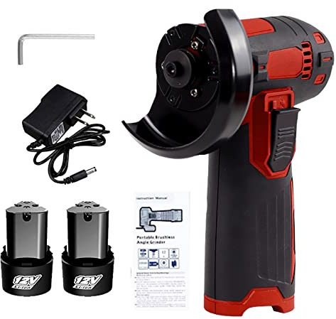 KKnoon 12-V-Akku-Bürsten-Winkelschleifer-Kit, Schleifscheibe 3 Zoll/76 mm, leichtes Winkelschleifer-Werkzeug mit 2 Stück 1300-mAh-Lithium-Ionen-Akku und Ladegerät, inklusive 2 Stück Trennscheibe