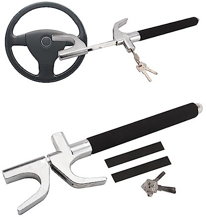 Shkalacar Bloccasterzo per Auto, Antifurto Auto Bloccasterzo con 3 Chiavi e Funzione Martello di Sicurezza Adatto a Tutti i Tipi di Auto