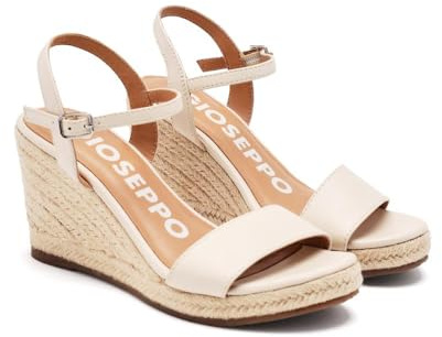 GIOSEPPO Sandalias DE Piel Off-White con CUÑA DE Yute para Mujer ZHEPE