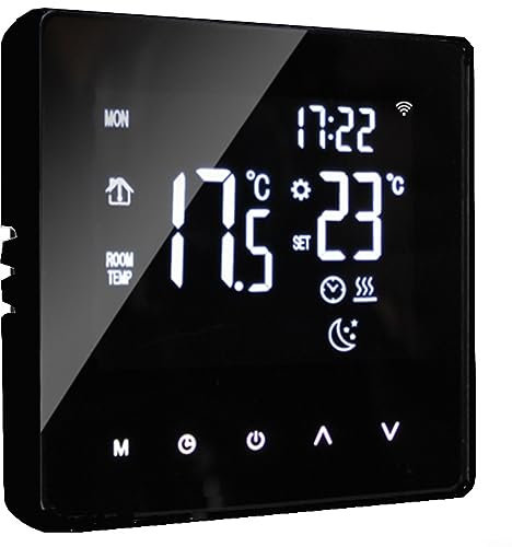 Thermostat intelligent numérique, Wifi programmable sans fil, capteur de pièce de maison, contrôle par application, panneau de contrôle de la température LCD, voix noire