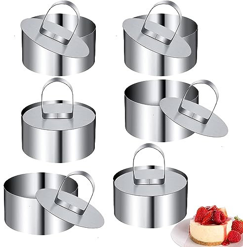 gvivej Anelli da dessert in acciaio inox, 6 pezzi, anelli da dessert, anelli da pranzo, set di piccoli, mini anelli da torta in acciaio inox, stampi per mouse, per dessert magici
