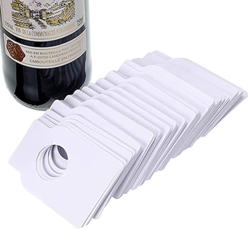 LATRAT 100 pezzi di carta kraft per bottiglie di vino, etichette per bottiglie di vino, bottiglie di vino, champagne, bevande (bianco)