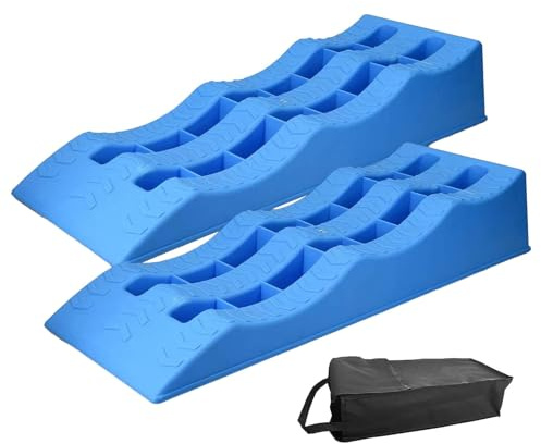 Cuñas de rueda – 2 bloques de nivelación resistentes, calzos ligeros para ruedas de remolque y niveladores | Bloques de nivelación multifuncionales de polipropileno para suelo irregular, 24 x 8.2 x