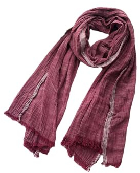 REHJJDFD Men Scarf Striped Cotton Linen Men's Scarves Warm Pashmina Neckerchief Short Tassel Shawls Wine Red