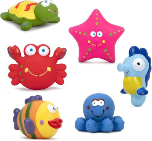 ZWOOS - Giochi da Bagno per Bambini Giocattoli 6 Pezzi Giocattoli da Bagno Morbidi Galleggianti per Bambini con Creature Marine per Vasca da Piscina (C)
