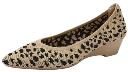 Ballerinas Women's Comfort Lace Toe Low Shoes Women's Knitted Breathable Loafer with Heel Summer Shoes Comfortable Orthopaedic Shoes Single Shoes Knit Dress Shoes Soft Shoes, gray, 6 UK