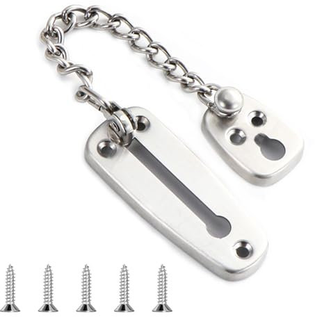 ORTAVA Türkette aus 304 Edelstahl, Tür Kettenschloss mit Schrauben, Türkette Ohne Bohren, Türsicherheitsketten für Wohnungstür, Familie, Innentüren