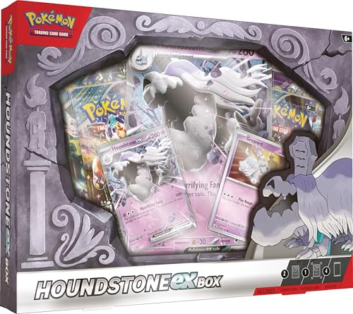 Pokémon TCG: Houndstone ex Box (4 Paquetes de Refuerzo, 2 Tarjetas de Aluminio y 1 Tarjeta de Aluminio de Gran tamaño)