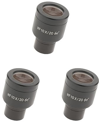 Juego de 3 oculares de microscopio biológico WF10X de 20 mm de ancho y altura de 23,2 mm