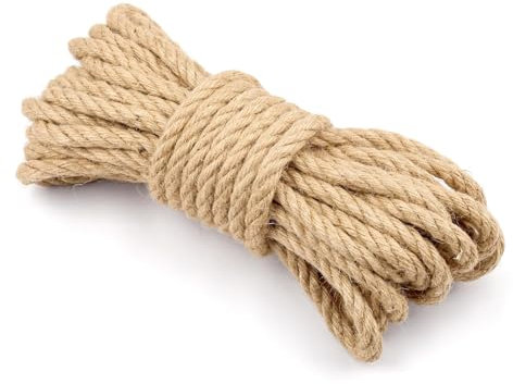 KNJOMZIE Corde Jute 8mm x 25m – Corde Chanvre Naturelle Robuste pour Jardin, DIY, Décoration, Grimpette, Enroulement, Artisanat – Ficelle de Jute Polyvalente