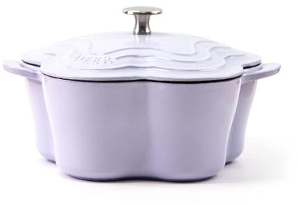 Hjärtformad emalj gjutjärn holländsk ugnspanna med lock specialformad kokott soppkruka svart vit flätad gryta blomma orange 22 cm