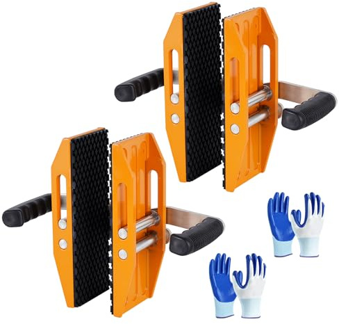 BAOSHISHAN Pinces de transport de pierre à double main de 0 à 60 mm pour panneaux de granit - Outils de levage robustes - 300 kg - Avec doublure en caoutchouc - Pour déplacer des dalles de verre