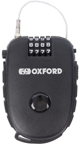 Oxford Products LK112 Retra 4-Digit Combination Lock Retractable Bike, Ski, Snowboard, Stroller, Motorbike Helmet etc, Black, 120cm Cable