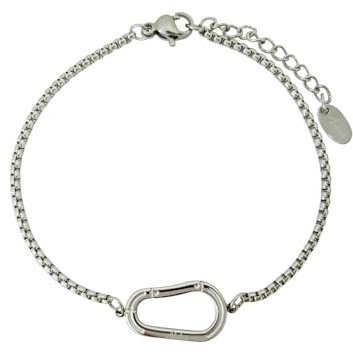 Aloha® Bracelet Mousqueton Montagne Escalade Randonnée Idée cadeau Homme Femme Réglable Acier, Taglia Unica, Acier inoxydable, Pas de gemme