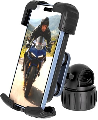 TXV Motorcycle Phone Mount Holder - Upgrade Vibration Dampener - 360° Rotatable Bicycle Phone Holder, Bike Scooter Handlebar Phone Clip for 5.1 - 6.8 Smartphones