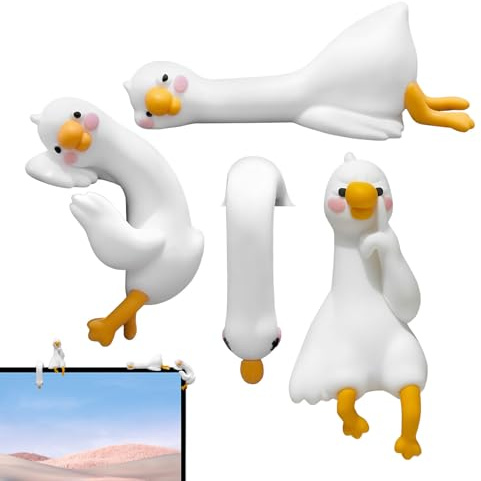 Générique Décoration pour Moniteur d'Ordinateur - 4 Pièces de Décorations de Cadre Photo d'Oies - Figurines d'animaux,pour Maison Chambre Bureau Lieu de Travail Étagère Armoire Fête de