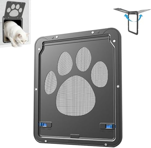 GREATRICH Gateras para Gatos, Puerta para Gatos Entrada y Salida con Cierre de Seguridad, Magnética Gateras para Puertas en Mosquiteras y Ventanas, para Gato y Perros Pequeños y Medianos