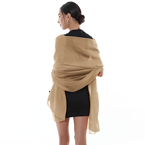 RIIQIICHY Pañuelos cuello Mujer Bufanda Pashmina Chal Fiesta Estolas para Bodas Marrón Foulard Fular de Noche Robó