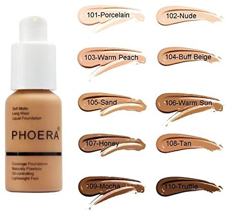 Aquapurity Phoera® Full Coverage Foundation Soft Matte Oil Control Concealer 30ml Flawless Cream Smooth Long Lasting 24HR UK (F101 PORCELAIN)