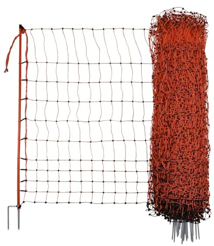 Kerbl Geflügelnetz (Farbe orange, elektrifizierbar, L x H 50 m x 106 cm, Anzahl Pfähle 15, für Hühner/Gänse und Puten) 292271