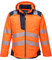 Portwest T400 Men's PW3 Lightweight Hi Vis Hooded Work Jacket Reflective Full Zip Safety Utility Quilt Lined Waterproof Workwear Orange/Navy, Medium