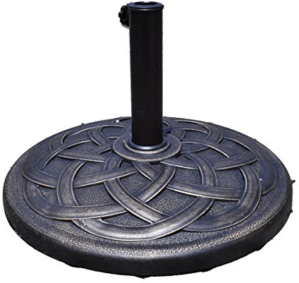 COSTWAY Base Sombrilla Terraza Exterior, Soporte Sombrilla Redonda Adecuado para Poste de Paraguas de φ38mm o φ48mm, Soportes para Parasol Terraza Exterior de Resina, Φ545xH350mm